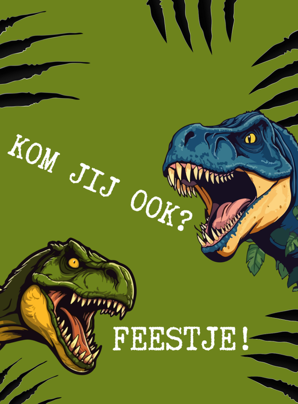 Uitnodigingskaarten Kinderfeestje dino (10 stuks)