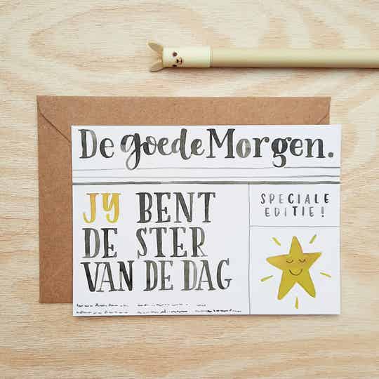 wenskaart "krant - ster van de dag"