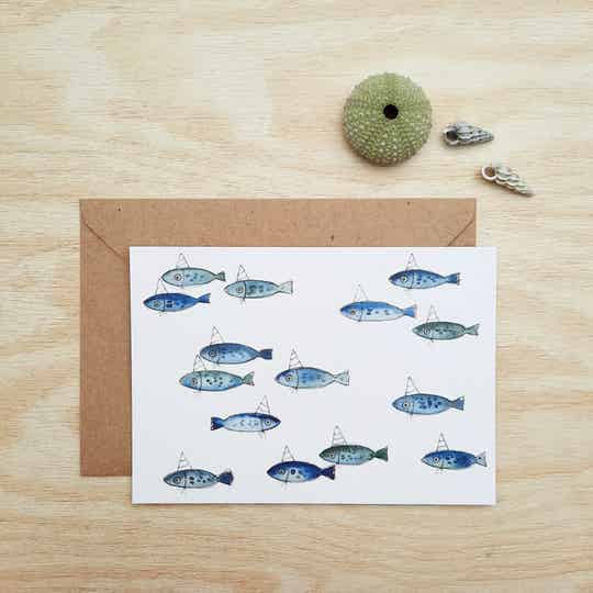 wenskaart "birthday fishes"