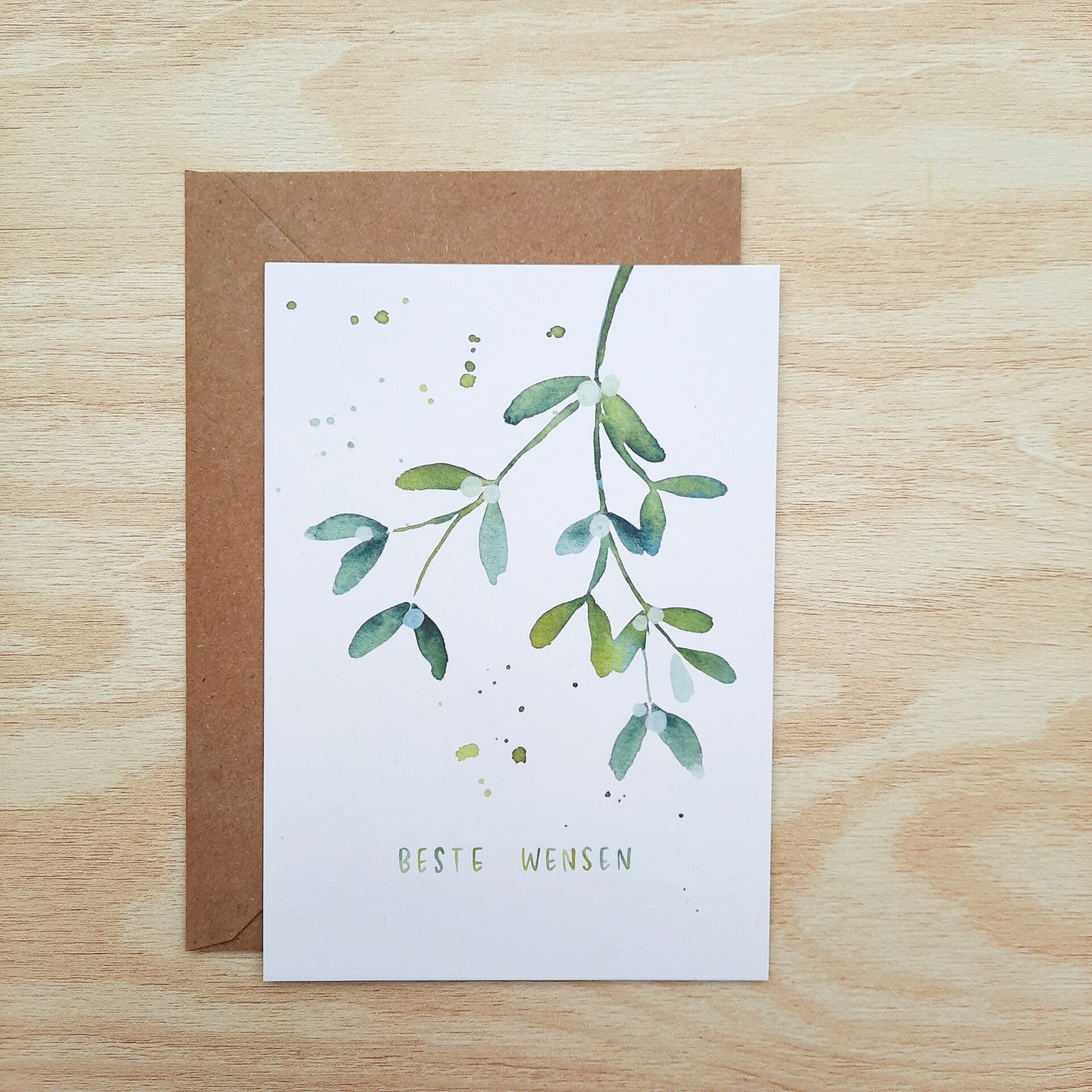 wenskaart "maretak - beste wensen"