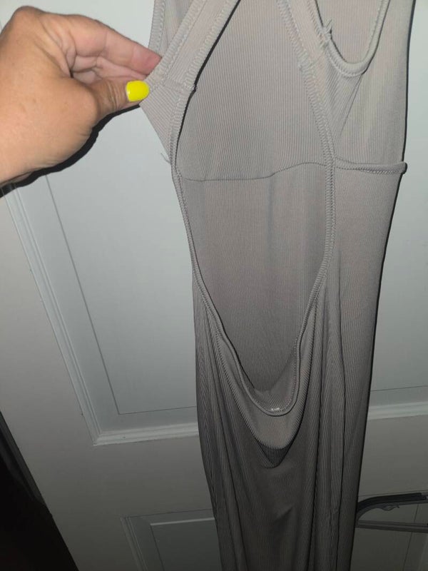 Long ribbed open back dress