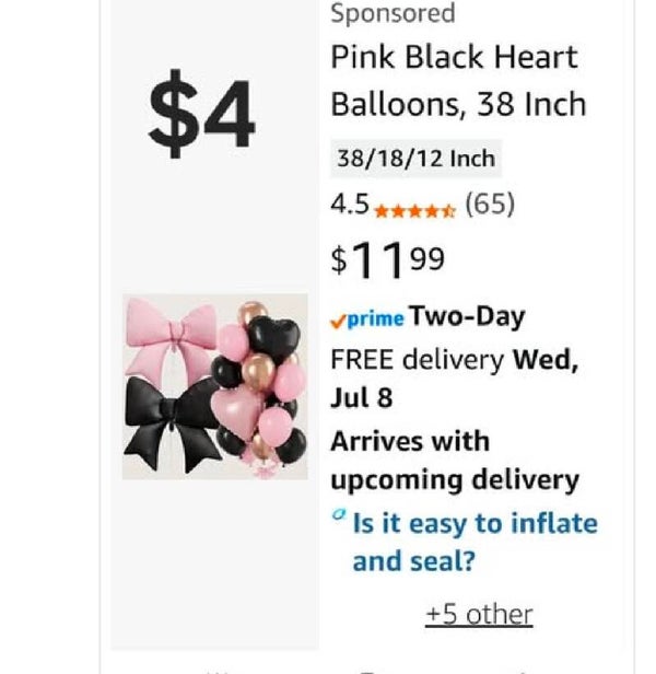 Pink and black balloons