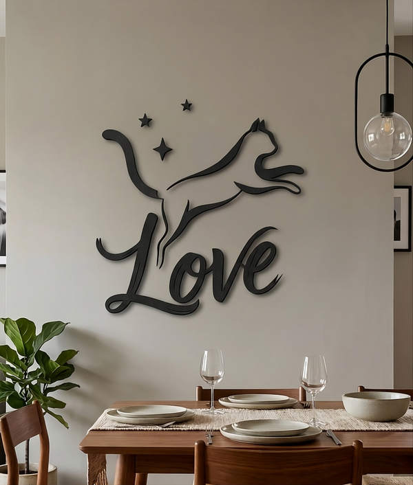 Wanddecoratie liefde en kat