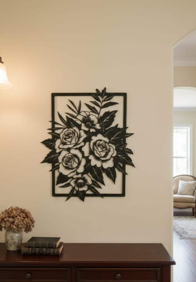 Wanddecoratie rozenboeket