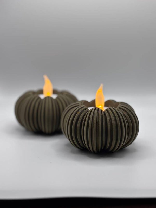 Pompoen waxine licht houders set.