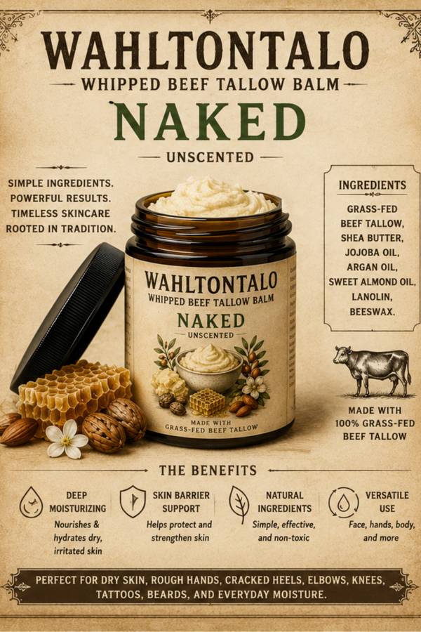 ALL NATURAL GRASS FED BEEF TALLOW WHIPPED BALM (NAKED, NO ADDED SCENT)