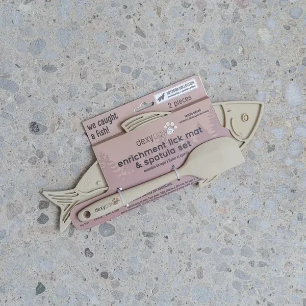 Dexypaws - Outdoor Edition: Vis Enrichment Lick mat met spatelset