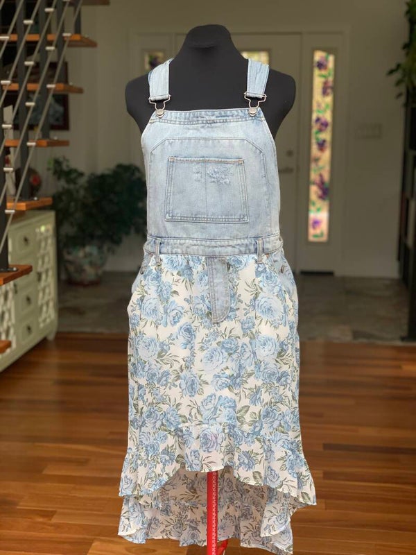 Denim Patchwork High-low Overall Dress