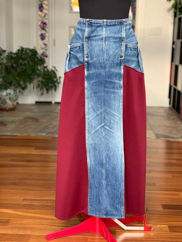 High Waist Denim Maxi Fish Tail Skirt
