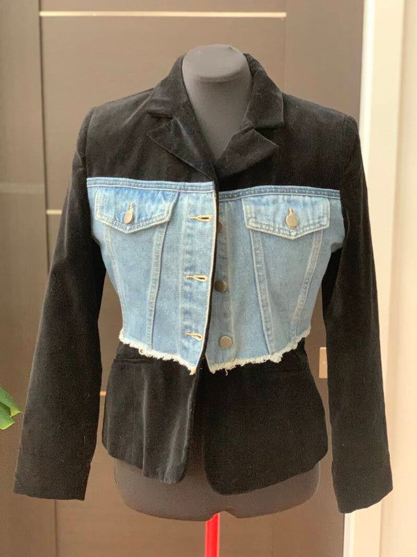 Velvet clash denim jacket