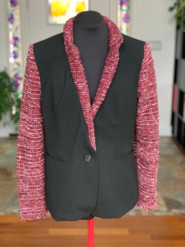 Tweed/tailored hybrid fitted blazer