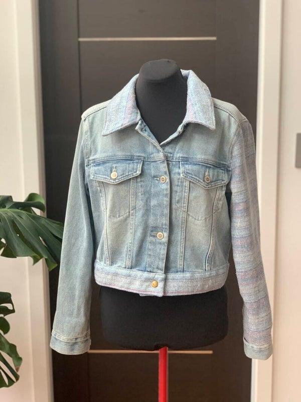 Asymmetrical hybrid denim jacket