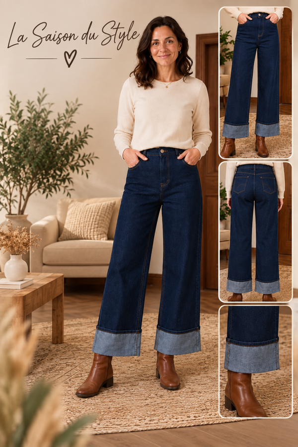 jeans bleu brut wide leg