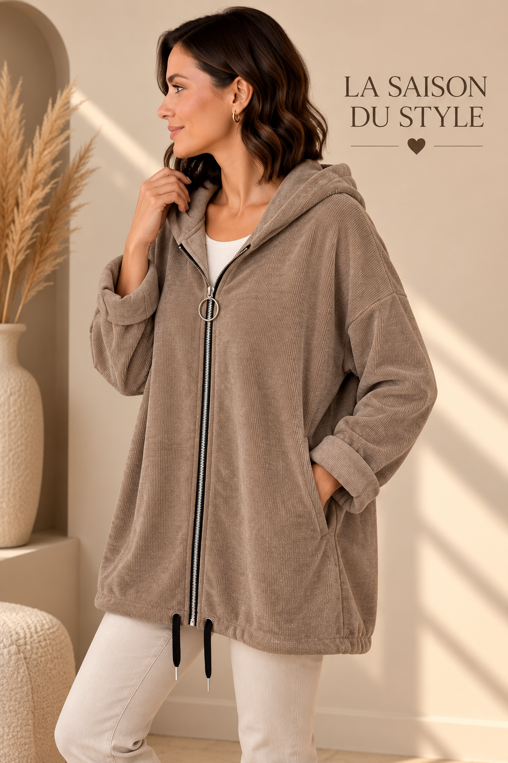 Veste Zippée Taupe