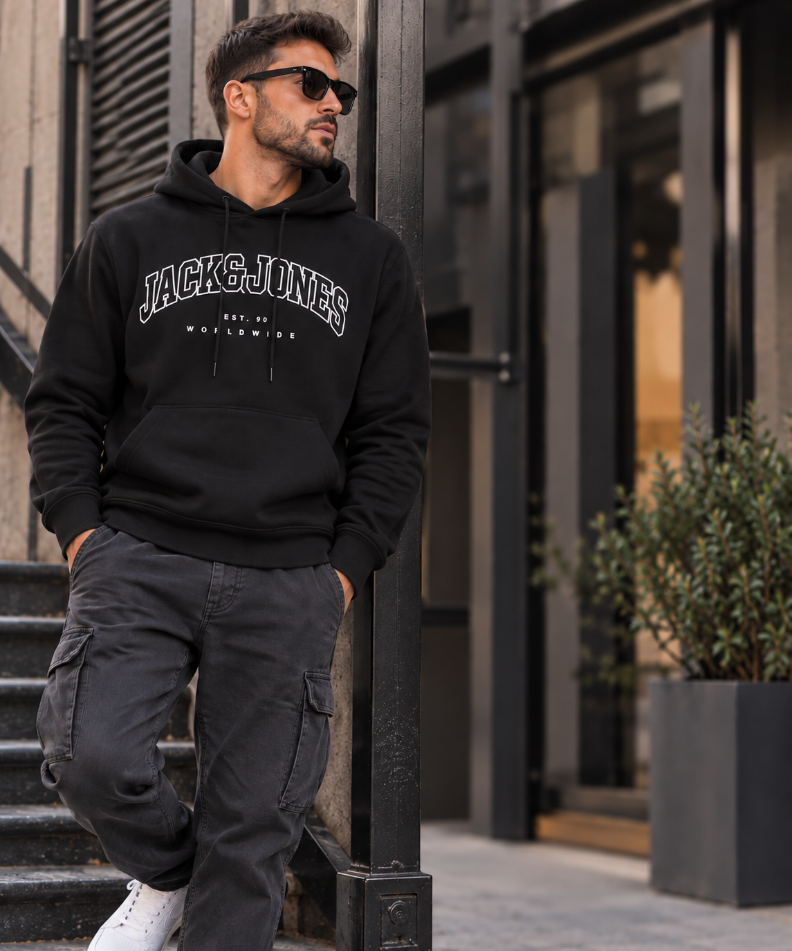 Sweat à capuche homme Jack & Jones noir