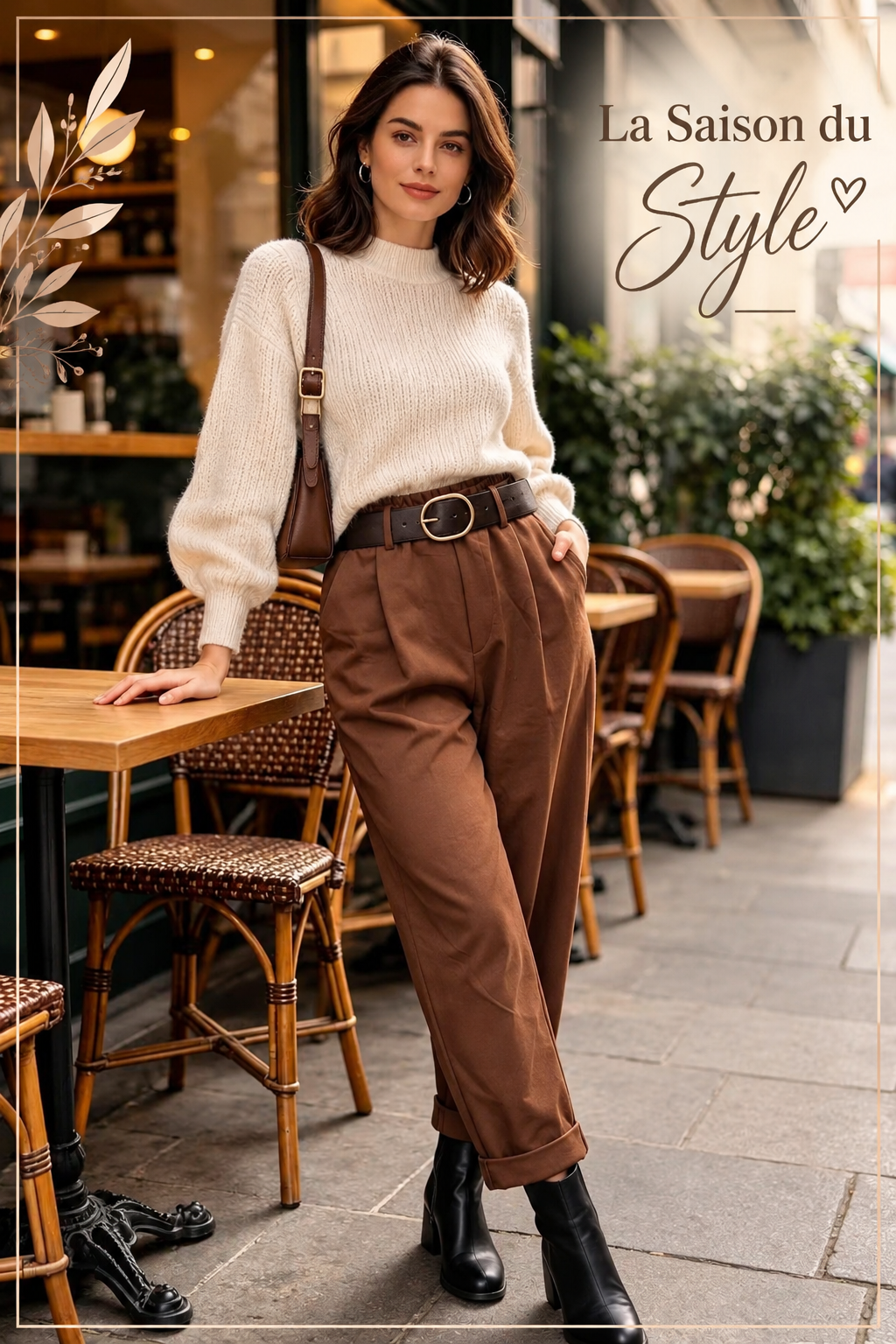 Pantalon ample EMMA taille élastique et ceinture