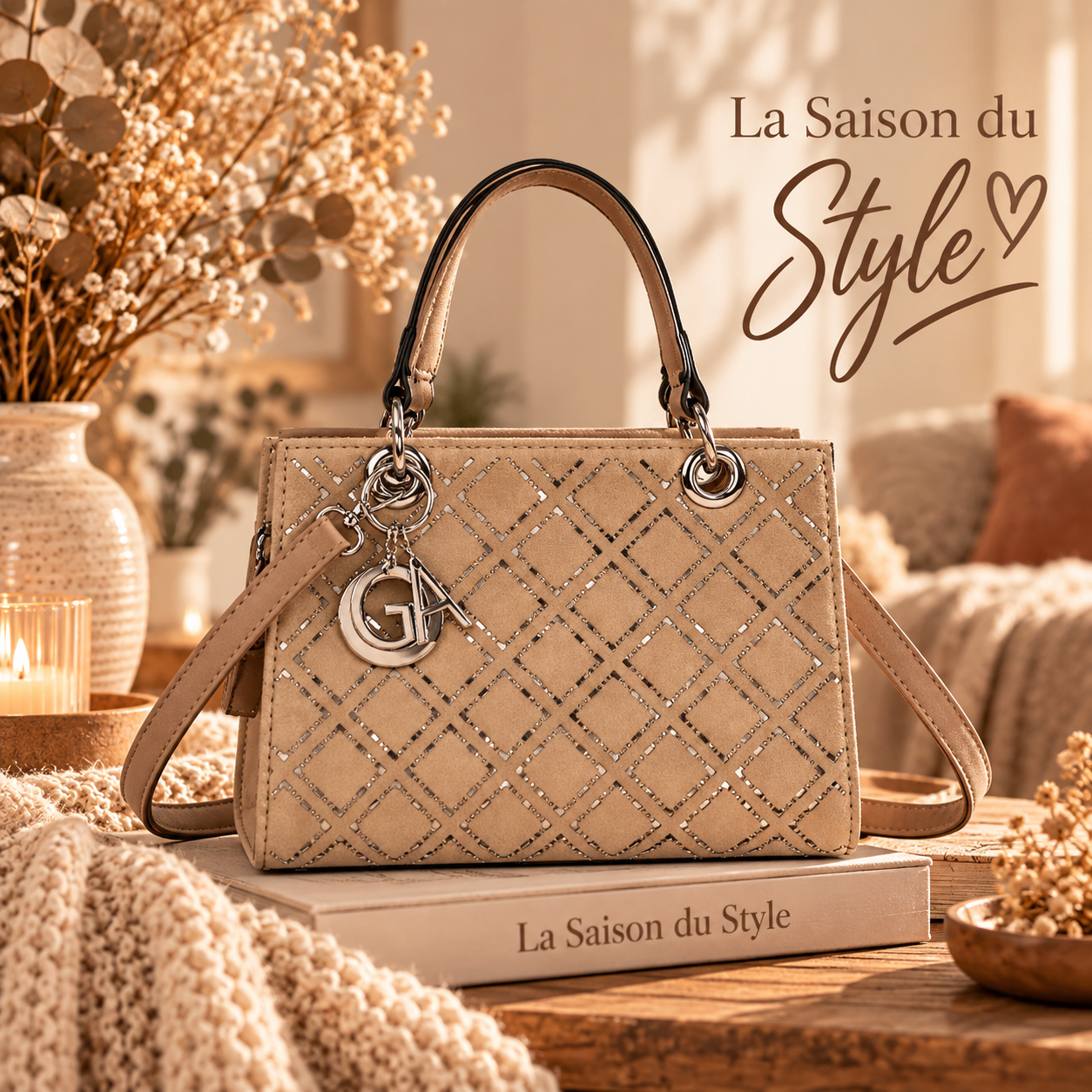 Sac à man géométrique GALLANTRY (Noir/Taupe)