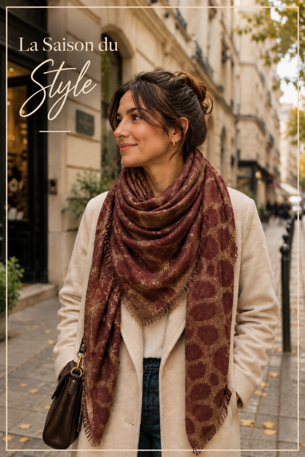 Foulard léopard pailleté ( Noir, Café, Bordeaux )