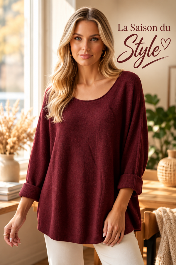 Pull manche longue Emma col rond différent coloris