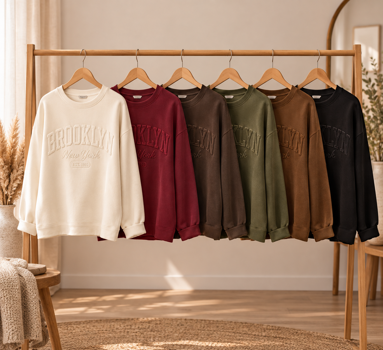 SWEAT Brooklyn Crème, Marron, Bordeaux