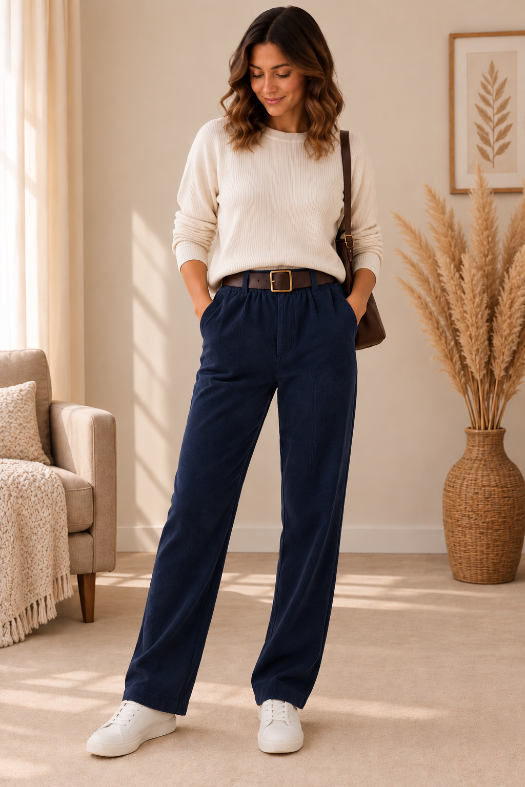 Pantalon Ceinture Navy