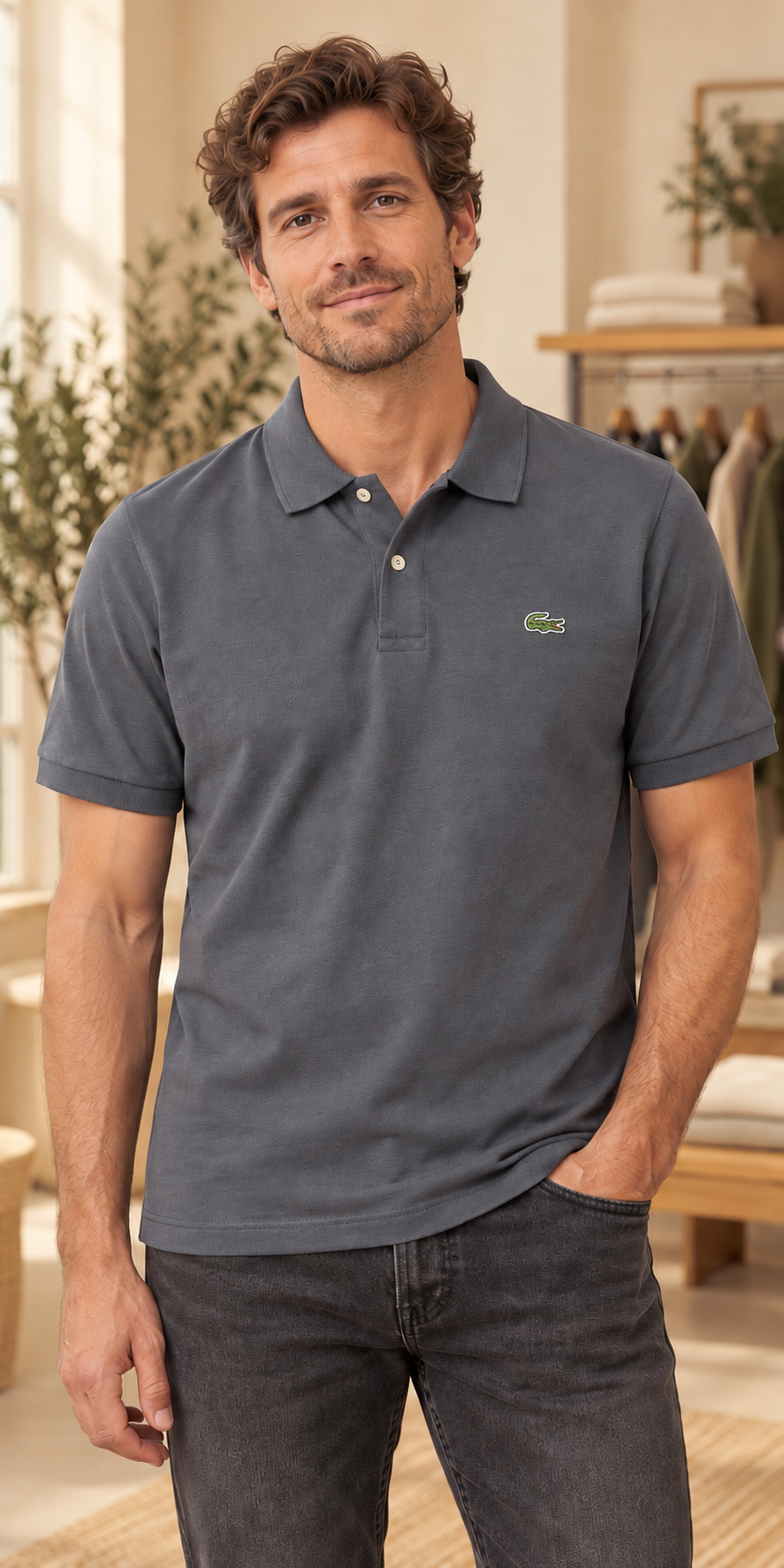 Polo homme Lacoste gris