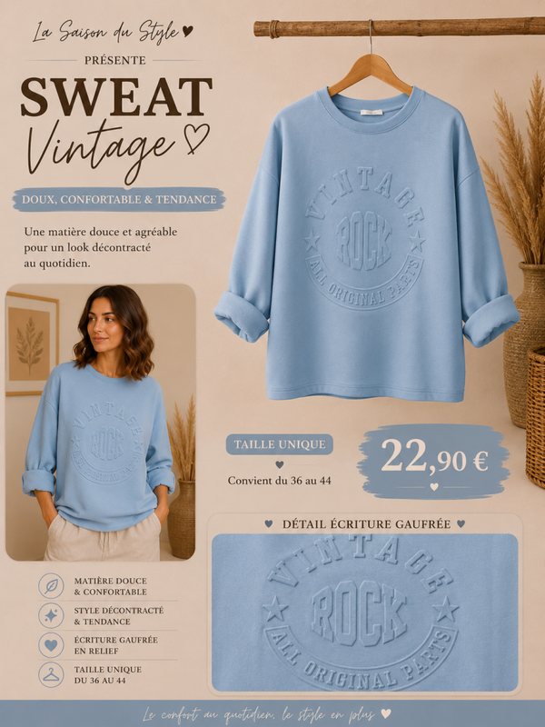 SWEAT Vintage Bleu Clair
