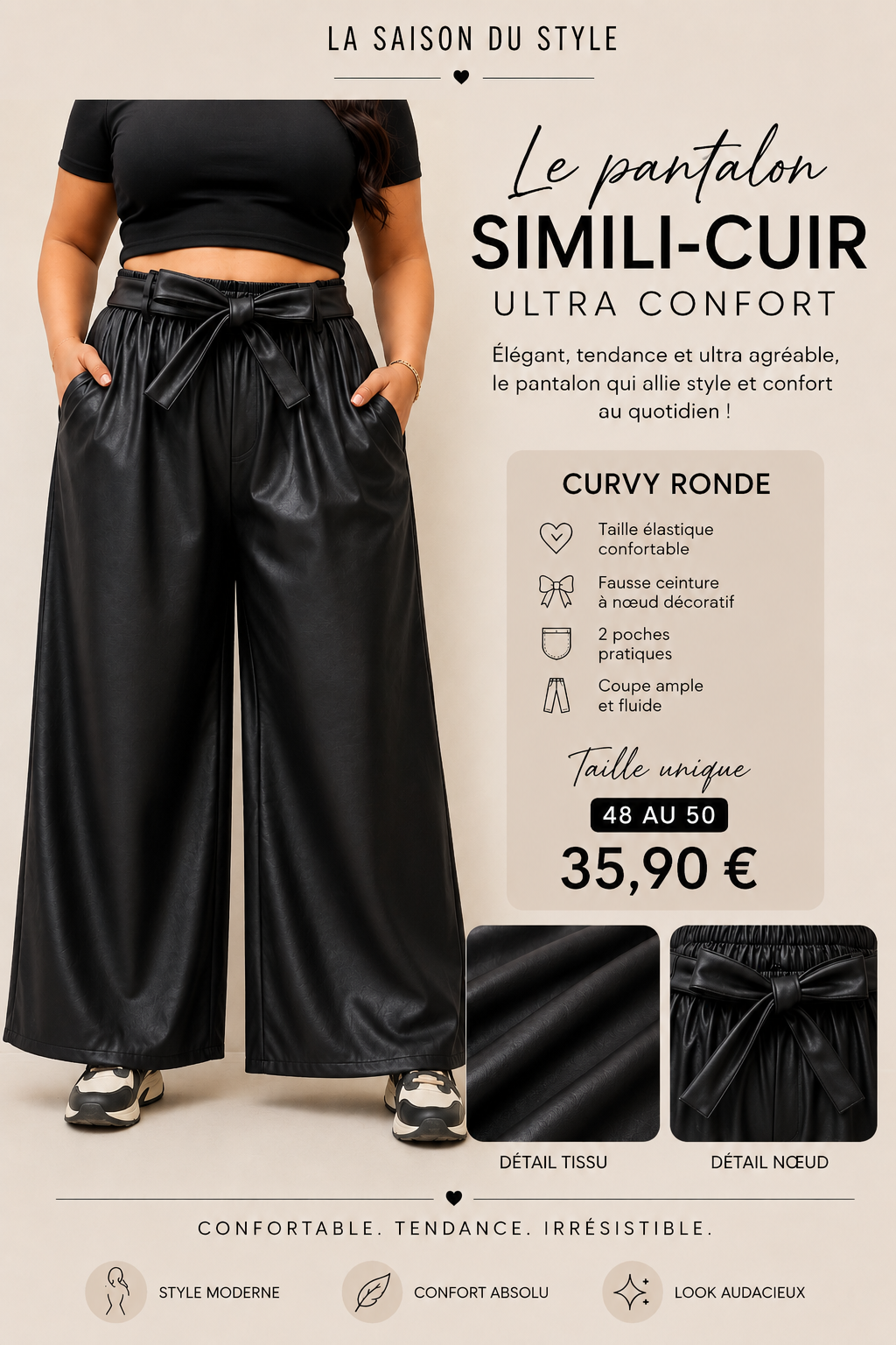 Pantalon Simili-cuir NOIR