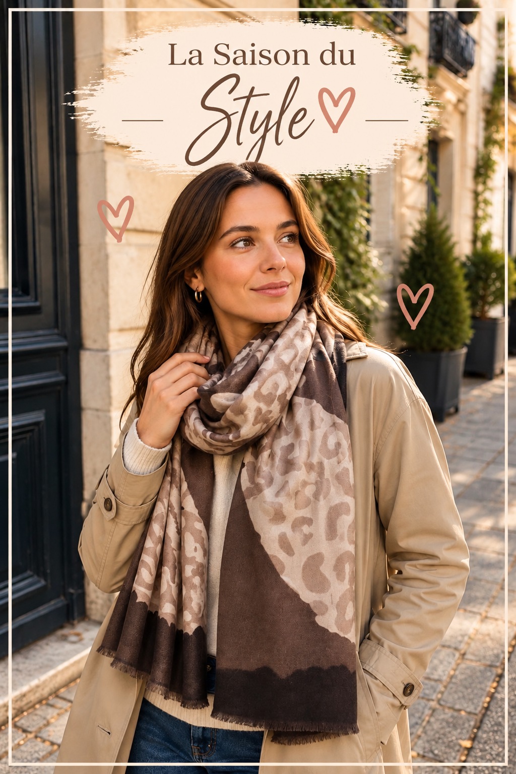 Foulard Imprimé & Unis café