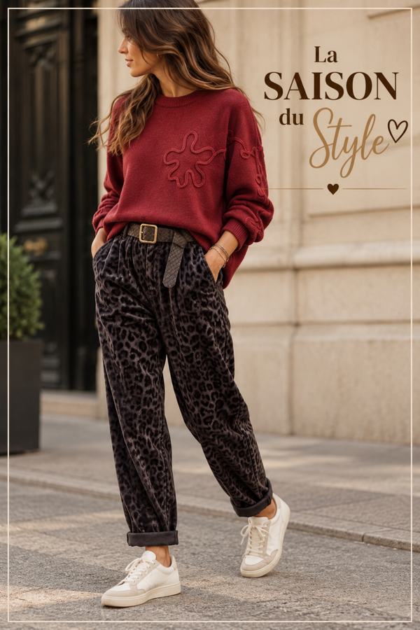 Pantalon CLEA imprimé (NOIR / KAKI)