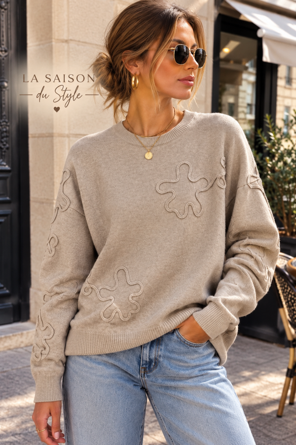 Pull ROSA  ( Bordeaux/ Beige)