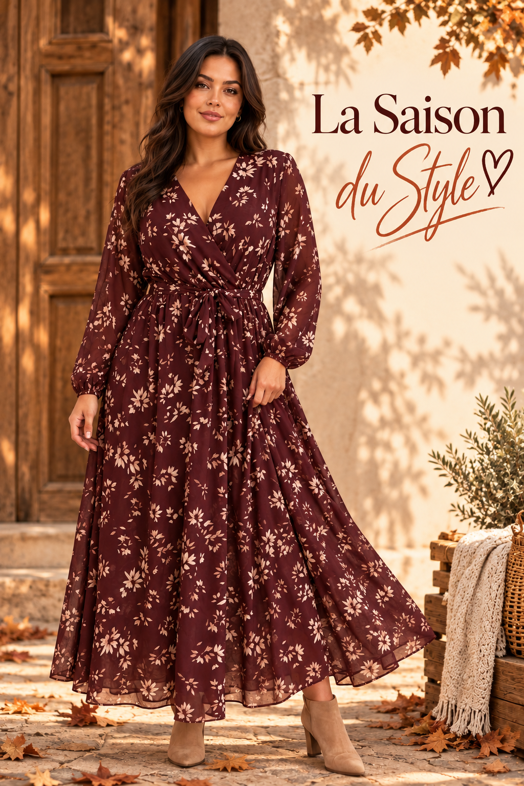 ROBE LONGUE MILY Grande Taille Bordeaux (42 au 48)