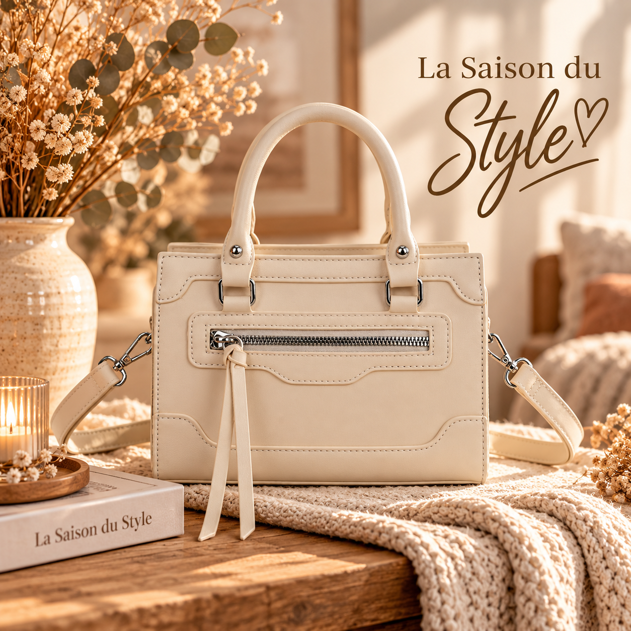 Sac à main compact Gallantry  ( Beige/ Noir)