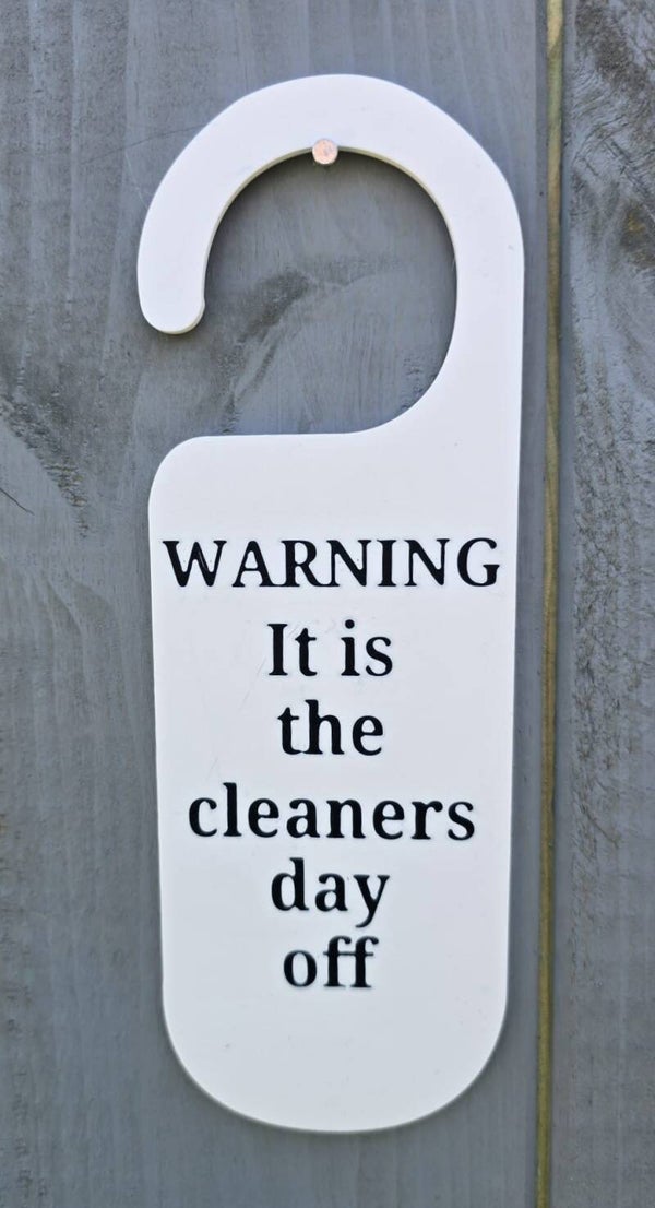 Cleaners Day Off door hanger
