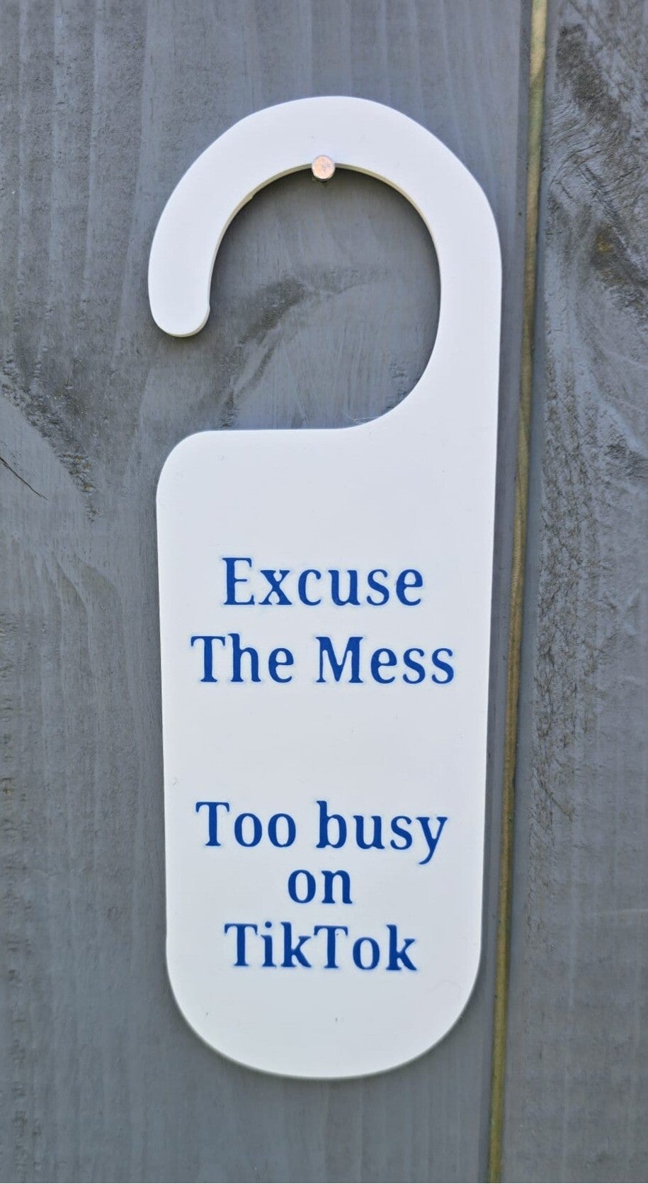 Excuse the mess, too busy on TikTok door hanger