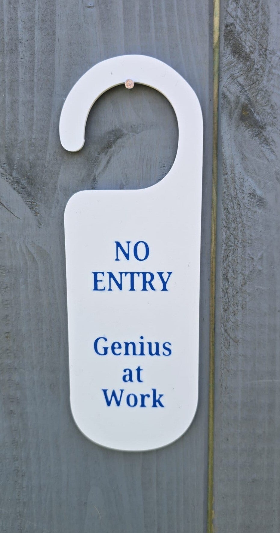 No Entry, Genius at work door hanger