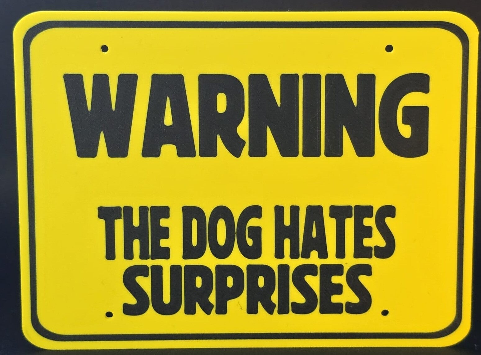 The Dog Hates Surprises - Large Sign