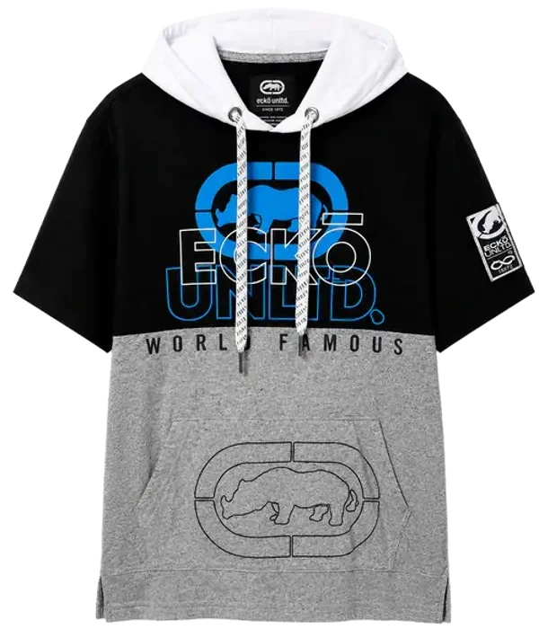 ECKO UNLTD S/S HOODIE SHIRT GREY MARLED