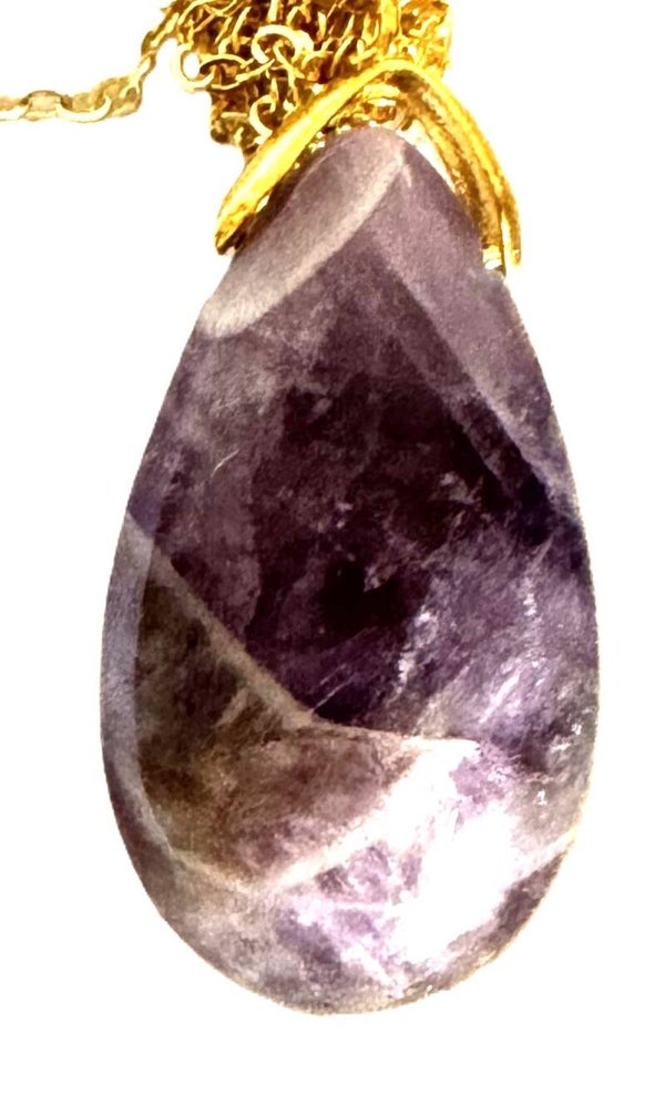 Pendentif forme larme Améthyste Chevron