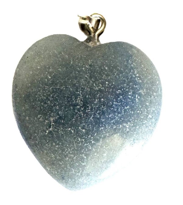 Pendentif forme coeur Calcite Bleu