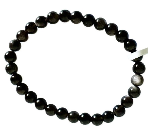 Bracelet Obsidienne Argenté 6mm