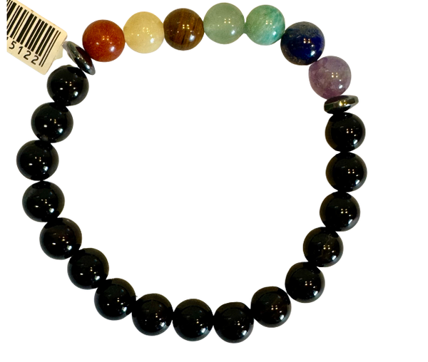 Bracelet Onyx et 7 Chakras 8 mm