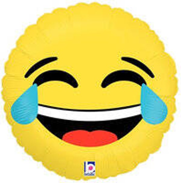 Huilen van het lachen emoticon | Folie Ballon  | Kids | Mix |  Inclusief Helium en Lint | 45 cm | Geel