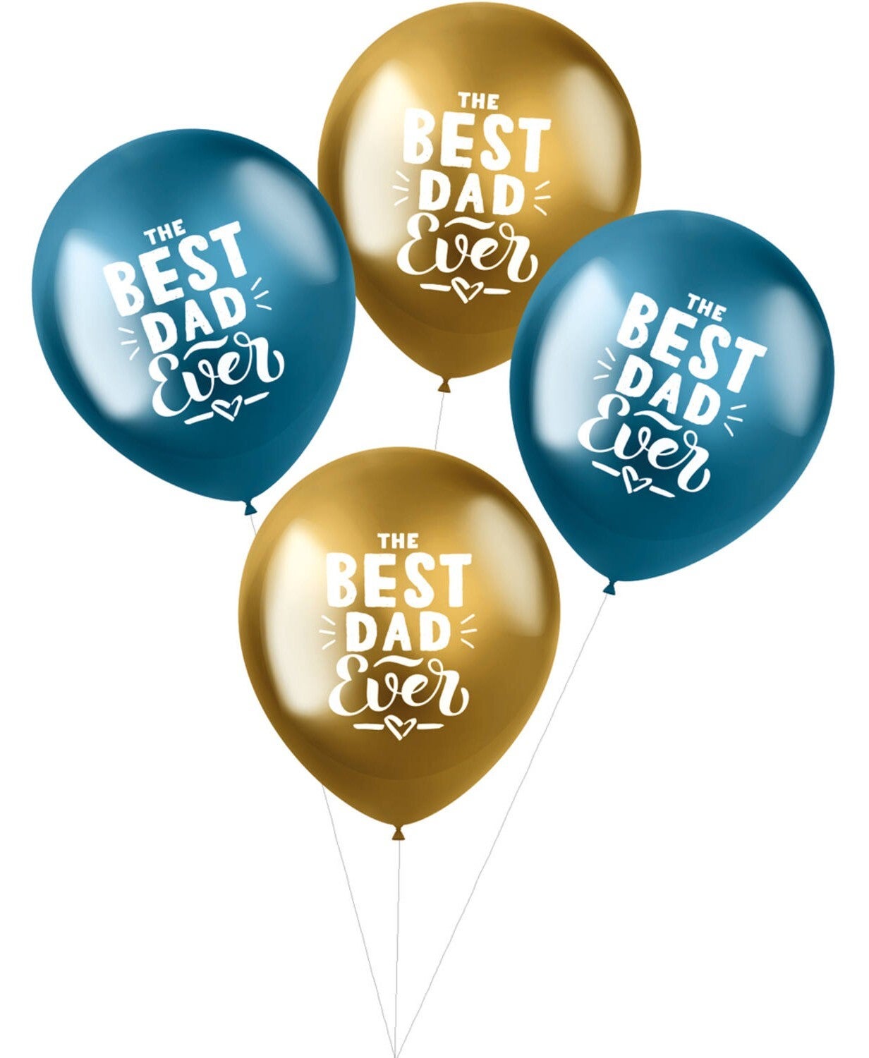 Best dad ever | Vaderdag | Shimmer | Gefeliciteerd | Vier stuks | Tros | Chrome vip mix | Inclusief helium en Lintje | Goud Blauw