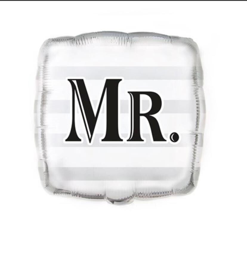 MR. | Folie Ballon  Trouwen  | Inclusief Helium en Lint | 45 cm | Wit