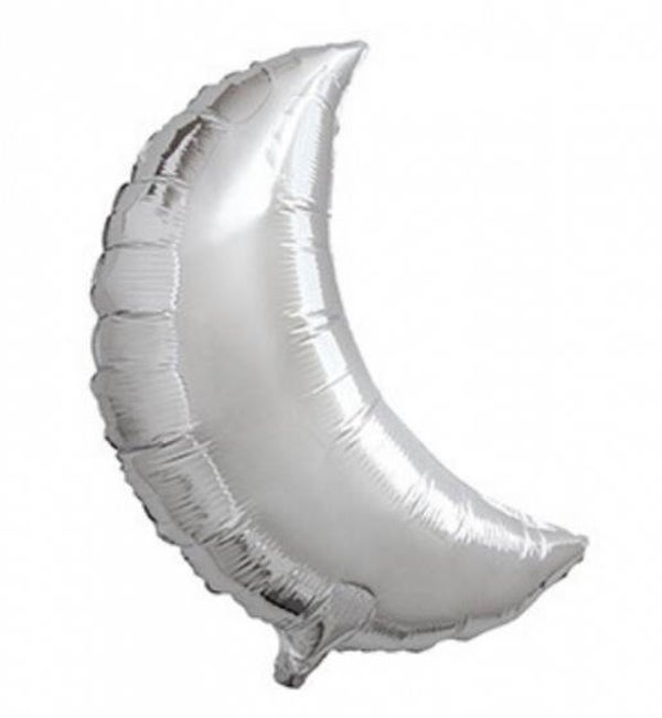 Maan |  Folie Ballon | Inclusief Helium en Lint | 45 cm | Zilver
