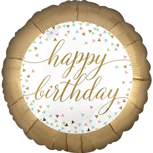 Happy Birthday  | Folie Ballon  | Verjaardag | Inclusief Helium en Lint | 45 cm | Goud