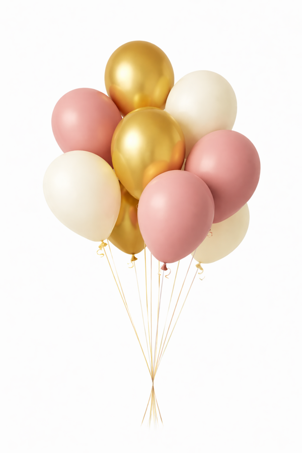 Tros Heliumballonnen Pastel Paradise Happy Gold Pink Matte incl. Helium + gewichtje | Roze Goud