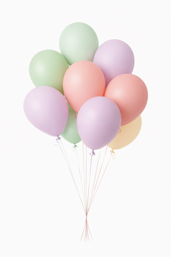 Tros Heliumballonnen Pastel Paradise 9 stuks Happy Flower incl. Helium + gewichtje Blauw Groen Lila paars