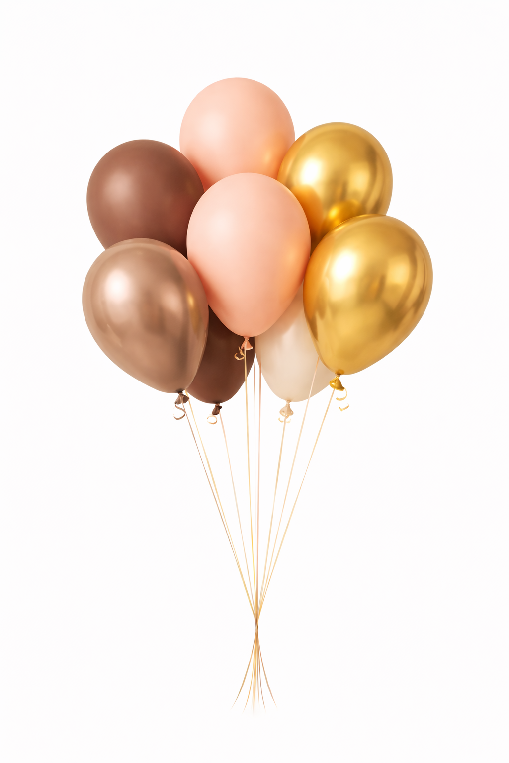 Tros Heliumballonnen | 9 stuks| Pastel Paradise Chocolate Peach  incl. Helium + gewichtje | Bruin roze goud
